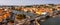 Aerial view of coastal town of Martigues in autumn day, France