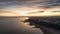 An aerial view of the coastline of FOlkestone at dusk