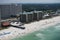 An aerial view of the coastline of Panama City Beach, Florida along the Gulf of Mexico