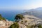 Aerial view on a coastline of Rhodes island from Tsampika monastery