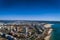 Aerial view of the coastline in Rocha Beach Praia da Rocha in Portimao, Algarve, Portugal