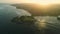 Aerial view of coastline with sunset in popular touristic area Nusa Dua, Bali