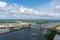 Aerial view of the Cochrane Bridge on Mobile River in Mobile, Alabama