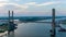 Aerial view of the Cochrane Bridge at sunset in Mobile, Alabama