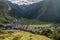 Aerial view of Cogne, Aosta Valley, Italy, in the summer season