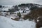 Aerial view of Colfiorito in Umbria with snow