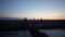 Aerial view of Cologne City skyline and Rhine river at dusk