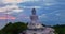 .aerial view colorful pink cloud in blue sky at sunrise or sunset at Phuket big Buddha.