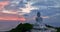 .aerial view colorful pink cloud in blue sky at sunrise or sunset at Phuket big Buddha.