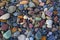 Aerial view of colorful River rock pebbles background