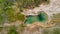 Aerial view of colorful Yellowstone Natural Pool in summer season, Wyoming, USA