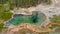 Aerial view of colorful Yellowstone Natural Pool in summer season, Wyoming, USA