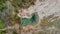 Aerial view of colorful Yellowstone Natural Pool in summer season, Wyoming, USA