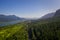 Aerial view of the Columbia River Gorge from the Oregon side