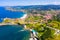 Aerial view of Comillas village, Spain