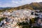 Aerial view of Competa in foothills of La Maroma mountain, Spain