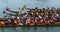Aerial view of Competitive racing in the Dragon Boat Festival.Dragon boat racing is a popular water sport in Hong Kong.