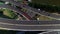 Aerial view of a complex highway overpass