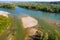 Aerial view of the confluence of Mura and Drava rivers