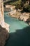 Aerial view of the Congost de Mont-rebei gorge and kayakers in Catalonia, Spain