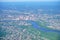 Aerial view of Connecticut river and hartford downtown