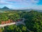 Aerial View of the Construction of the Balance Cantilever Long Span Bridge for the Fast Train Project of Jatiluhur Purwakarta