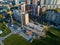 Aerial view of the construction site of a building