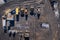 Aerial view. Construction site shot from above. Industrial place. Photo captured with drone