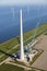 Aerial view of the construction of wind turbine, North Holland