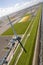 Aerial view of the construction of wind turbines, North Holland,