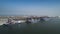 Aerial view of container terminal in the harbor MAASVLAKTE, Netherlands. A large containership from Cosco is unloading