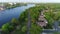 Aerial view cooper river boating rowing Pennsauken NJ