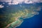 Aerial view of coral reef in Fiji Islands