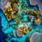 aerial view of coral reefs