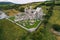 Aerial view of Corcomroe Abbey ruins and its cemetery