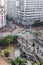 Aerial view of corner Ramos de Azevedo Square with Cha Viaduct in downtown Sao Paulo