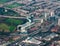 Aerial view of corporate buildings in West London, UK