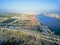 Aerial view Corpus Christi Harbor Bridge in the Port of Corpus C