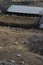 Aerial view of a corral with sheeps and goats