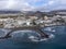 Aerial view on costline with sandy beaches on South of Tenerife near Costa Adeje and Playa de las Americas, Canary islands, Spain