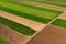 Aerial view of countryside agricultural fields patchwork