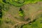 Aerial view of a countryside dirt road