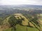 Aerial view on the countryside near Olloix, small french village , Puy-de-Dome, Auvergne-rhone-alpes