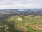 Aerial view on the countryside near Olloix, small french village , Puy-de-Dome, Auvergne-rhone-alpes