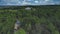 Aerial View of Countryside with Star Barns and Cupolas and Covered Bridge