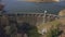 Aerial view of Craig goch elan valley. flying over dam white panning downwards