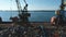 Aerial view on Cranes in Sea Port. Scrap metal