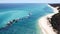 Aerial view of crashed boats in the sea, Moreton Island, Queensland, Gold Coast, Australia