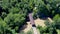 Aerial view of Creek road covered bridge in Ashtabula county, Ohio state