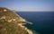 Aerial view on cretan village Almirida and Mediterannean sea. Crete, Greece